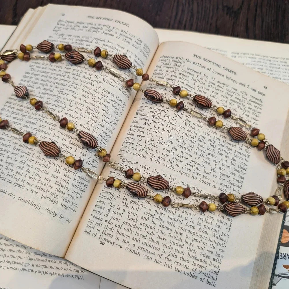 Brown and Yellow Beaded Necklace